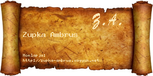 Zupka Ambrus névjegykártya